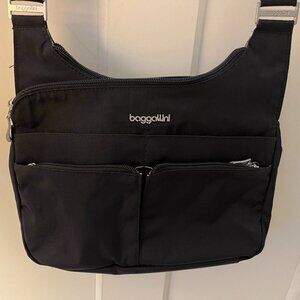 Baggallini Black Fabric Travel Crossbody Bag